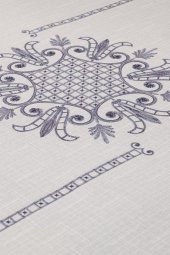 Lale Baskılı Dikdörtgen Masa Örtüsü Silver 160x260 Cm thumbnail 5