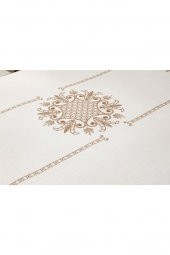 Lale Baskılı Dikdörtgen Masa Örtüsü Gold 160x260 Cm - 5