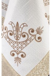 Lale Baskılı Dikdörtgen Masa Örtüsü Gold 160x260 Cm - 6