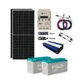 Güneş Enerjisi Bağ Evi Solar Paketi 2000W Tam Sinüs İnverter 2x340W Güneş Panel 2x150Ah Jel Akü - 1