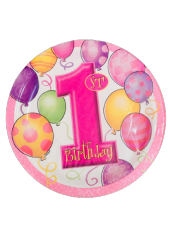 TABAK 1 YAŞ BALONLU PEMBE 8Lİ - 1