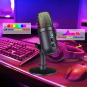 TriLine Profesyonel Kardioid RGB Oyuncu Stüdyo Kayıt Kablolu Podcast Mikrofonu - 1