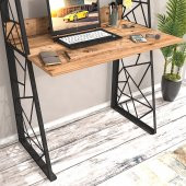 Woodn Love Odin Üçgen Metal Ayaklı Kitaplıklı Çalışma Masası - Atlantik Çam / Siyah - 1
