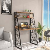 Woodn Love Odin Üçgen Metal Ayaklı Kitaplıklı Çalışma Masası - Atlantik Çam / Siyah - 2