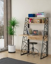 Woodn Love Odin Üçgen Metal Ayaklı Kitaplıklı Çalışma Masası - Atlantik Çam / Siyah - 3