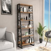 Woodn Love Albatros 5 Raflı Piramit Metal Kitaplık - Atlantik Çam / Siyah - 1