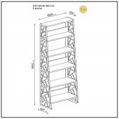 Woodn Love Albatros 5 Raflı Piramit Metal Kitaplık - Atlantik Çam / Siyah - 6