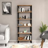 Woodn Love Albatros 5 Raflı Piramit Metal Kitaplık - Atlantik Çam / Siyah - 7