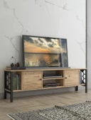 Wood'n Love Asena 160 Cm Metal Ayaklı Tv Ünitesi - Atlantik Çam / Siyah - 1
