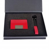 Özel Tasarım Kutusunda Kırmızı Kartvizitlik ve Anahtarlık Seti - 1