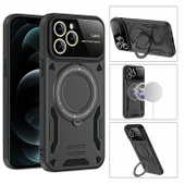 iPhone 16 Pro Uyumlu Siyah Joy Entegre Standlı Kamera ve Ekran Korumalı Kılıf - 2