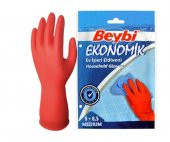 Beybi Bulaşık Eldiveni Ekonomik 8-8,5 Medium Beden - Kırmızı - 1