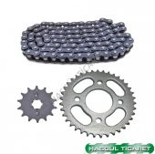 HSGL MOTORSİKLET CUP100 ÖN ARKA DİŞLİ VE ZİNCİR SET KALİTELİ thumbnail 1