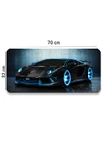 SonicTouch Tron Yarış Arabası Temalı Kaymaz Gaming Oyuncu Masaüstü Dikişsiz Siyah Klavye Mouse Pad 32x70Cm - 2