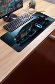 SonicTouch Tron Yarış Arabası Temalı Kaymaz Gaming Oyuncu Masaüstü Dikişsiz Siyah Klavye Mouse Pad 32x70Cm - 3