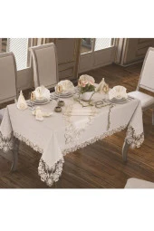 Fransız Güpürlü Beste Tek Masa Örtüsü Krem thumbnail 3