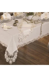 Fransız Güpürlü Beste Tek Masa Örtüsü Krem thumbnail 4