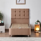 Niron Rama Baza ve Başlık Seti 100x200 cm Tek Kişilik Sütlü Kahve Kumaş Baza ve Başlığı Soho Kumaş - 1