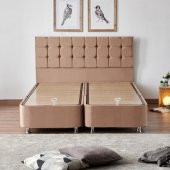 Niron Rama Baza ve Başlık Seti 140x190 cm Çift Kişilik Sütlü Kahve Kumaş Baza ve Başlığı Soho Kumaş - 1