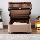 Niron Rama Baza ve Başlık Seti - 90x190 cm Tek Kişilik Sütlü Kahve Kumaş Baza ve Başlığı Soho Kumaş thumbnail 3