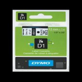 Dymo D1 Şerit Standart 12 MMx7 MT Beyaz Üzerine Siyah 45013 S0720530 - 1