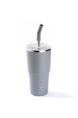 Tantitoni 024-01-GRİ 2 KAPAKLI ÇİFT KATMANLI PİPETLİ TERMOS BARDAK 530ML - 1