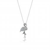 Swarovski Taşlı Filamingo Gümüş Bayan Kolye Sertifikalı Qr Kodlu - 1