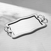 Nehir Zincir Saten Çelik Çay Tepsi  ( 47x31 cm ) thumbnail 2