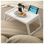 IKEA KLIPSK 56x36x26 CM YATAK KOLTUK TEPSİSİ BEYAZ KATLANABİLİR AYAKLAR - 1