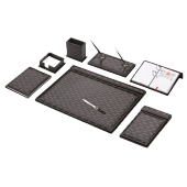 Gülpaş Sümen Takımı 9 Parça Napa Suni Deri Sade Hasır Desenli Siyah 925 - 1