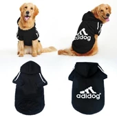 Adidog Black Hoodie Kapşonlu Sweatshirt, Orta ve Büyük Irklar İçin - 3