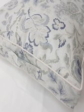 Gri Çiçekli Büyük Yer Minderi Kılıfı 60-60-10 cm Fermuarlı Fitillli - 2