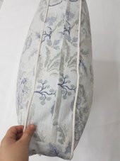 Gri Çiçekli Büyük Yer Minderi Kılıfı 60-60-10 cm Fermuarlı Fitillli - 5