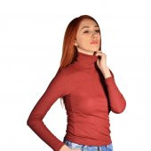 Marcatella Kadın Kırmızı  Boğazlı Basic Triko Body Kazak - 3