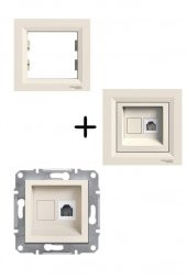 Schneider Asfora Krem 1*RJ11 Nümeris - Telefon Prizi - Çerçeveli thumbnail 1