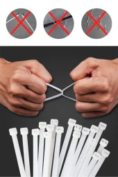 Şahnet 2,5*150  Kablo Bağı Beyaz - Cırt Kelepçe - Klips (100 Adet) thumbnail 3