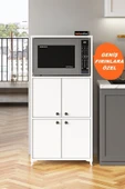 AEKA AE-2065 Nergis Beyaz Çok Amaçlı Mutfak Dolabı&Banyo Dolabı, 4 Kapaklı, Mikrodalga Fırın Dolabı,Raflı thumbnail 1