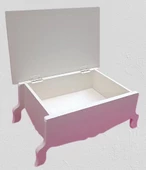 Hobi ERC Ayaklı Kutu Model 90401 Parlak Krem Boyalı Ahşap MDF El Yapımı - 2