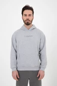 Erkek Baskılı Kapüşonlu Sweat Gri - 5