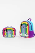 Gökkuşağı Desenli Anaokul Çantası Seti(Anaokul Çantası, Beslenme Çantası) thumbnail 1