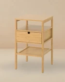Bambu 3 Katlı Çekmeceli Oturma Odası Yatak Odası Komodini Raflı Komodin thumbnail 4