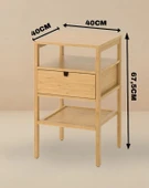 Bambu 3 Katlı Çekmeceli Oturma Odası Yatak Odası Komodini Raflı Komodin thumbnail 5