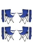 EXENT Lacivert - 4'LÜ Rejisör Kamp Sandalyesi Katlanır Çantalı Piknik, Plaj, Balıkçı Sandalyesi - 1