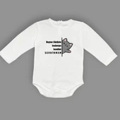 Baştan Söyliyim Kedi Baskılı Bebek Body Zıbın Çıtçıtlı Badi thumbnail 13