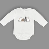 Sevimli Kediler Baskılı Bebek Body Zıbın Çıtçıtlı Badi thumbnail 12