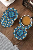 Valerine Life Kutsal Geometri Mandala Desenli Yıkanabilir Kaydırmaz Ofis Çay ve Fincan Bardak Altlığı 10x10cm 6 Adet thumbnail 3