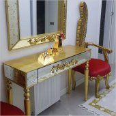 Dresuar Sehpa Masa Vitrin Ünite Üzerine Uzun Altın Varak Mumluk - 3