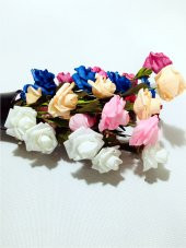 Uzun Saplı 5 Başlı 7 Renk Güllü 40 cm Siyah Düz Vazo thumbnail 3