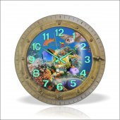 Çocuk Öğrenci Odası 35 cm Balıklı Bombe Cam Fosforlu Duvar Saati thumbnail 3