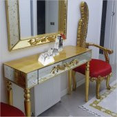 Dresuar Sehpa Masa Vitrin Ünite Üzerine Uzun Gümüş Varak Mumluk - 3